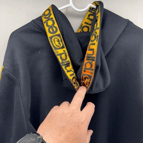 Marc Ecko Unltd Large Hip Hop Hoodie Y2K Pullover Black And Yellow READ - Picture 4 of 7